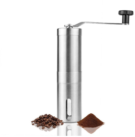 camping kaffeemühle Camping Hand-Kaffeemühle Espressomühle manuell konisch schwarz silber – clever-outdoor.de