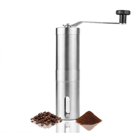 Camping Hand-Kaffeemühle Espressomühle manuell konisch schwarz silber clever-outdoor