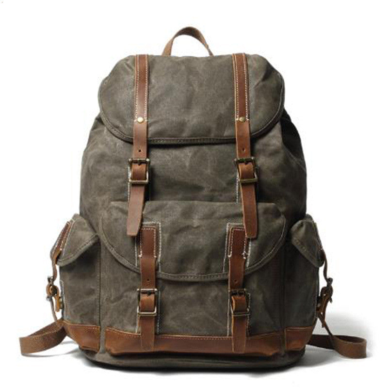 Outdoor Retro Reiserucksack 35 Liter schwarz grün braun