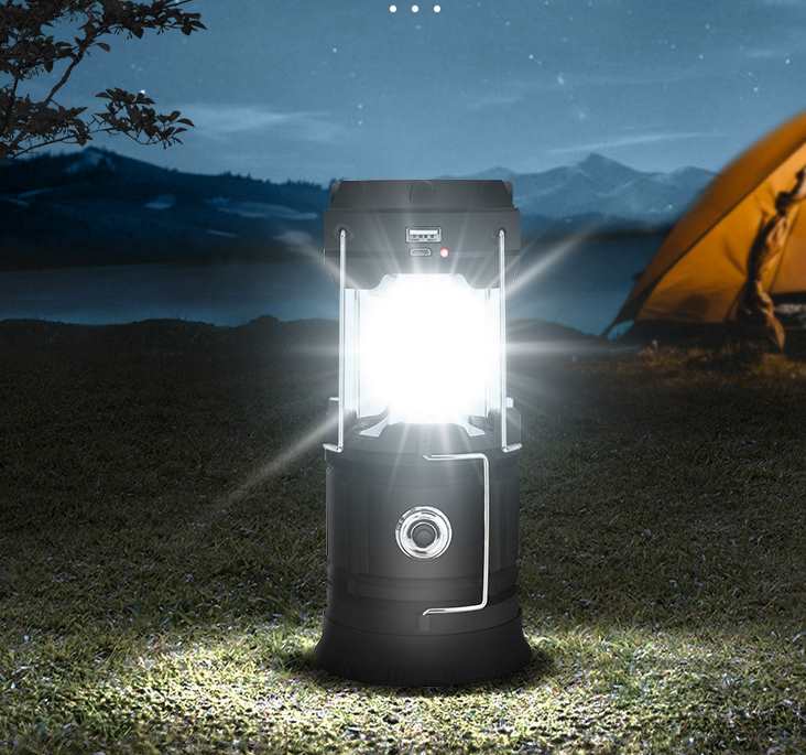 Camping LED Licht Leuchte USB wiederaufladbar rot blau schwarz kompakt