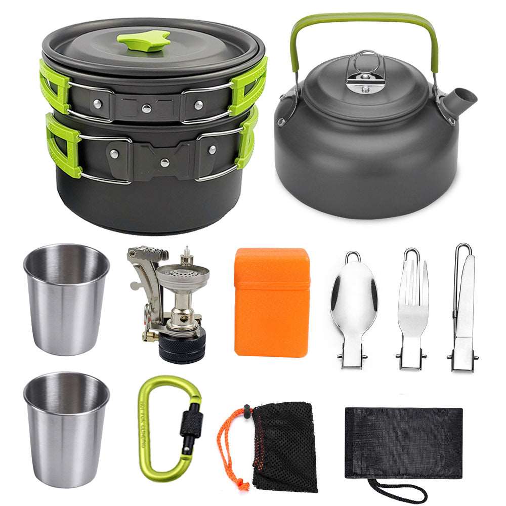 camping töpfe für gaskocher Outdoor Camping Kochgeschirr mit Gaskocher Kit Antihaft verschiedene F – clever-outdoor.de