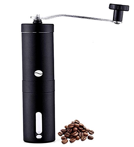 Camping Hand-Kaffeemühle Espressomühle manuell konisch schwarz silber clever-outdoor