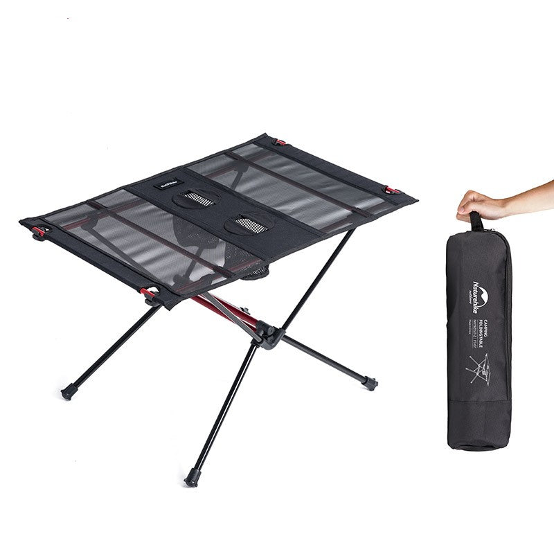 Outdoor Campingtisch mit Getränkehalter tragbar faltbar Mesh –