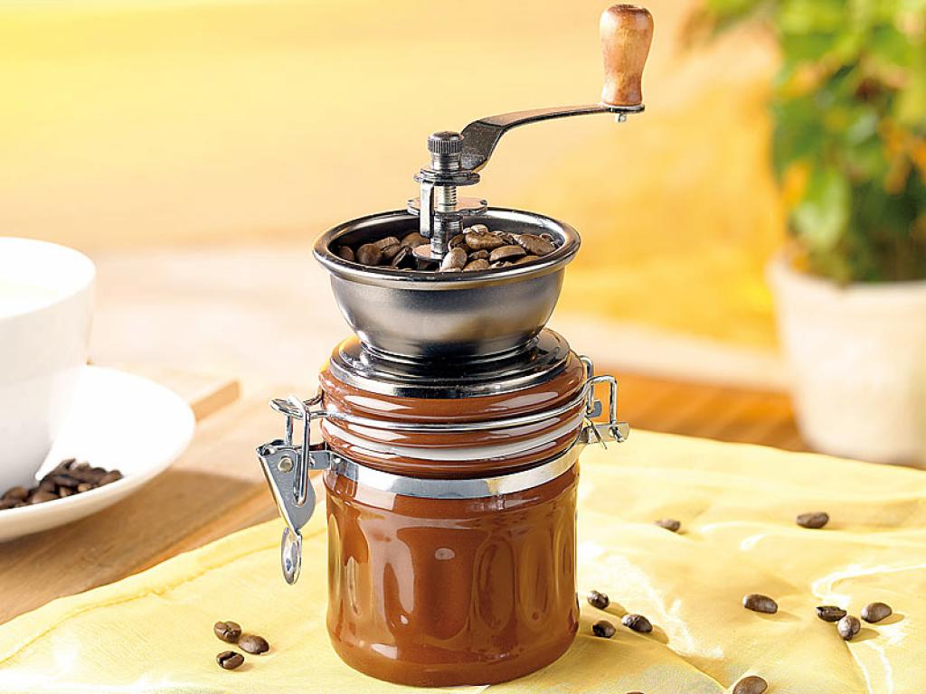 Retro Kaffeemühle mit Aroma Behälter Keramik Mahlgrad einstellbar clever-outdoor